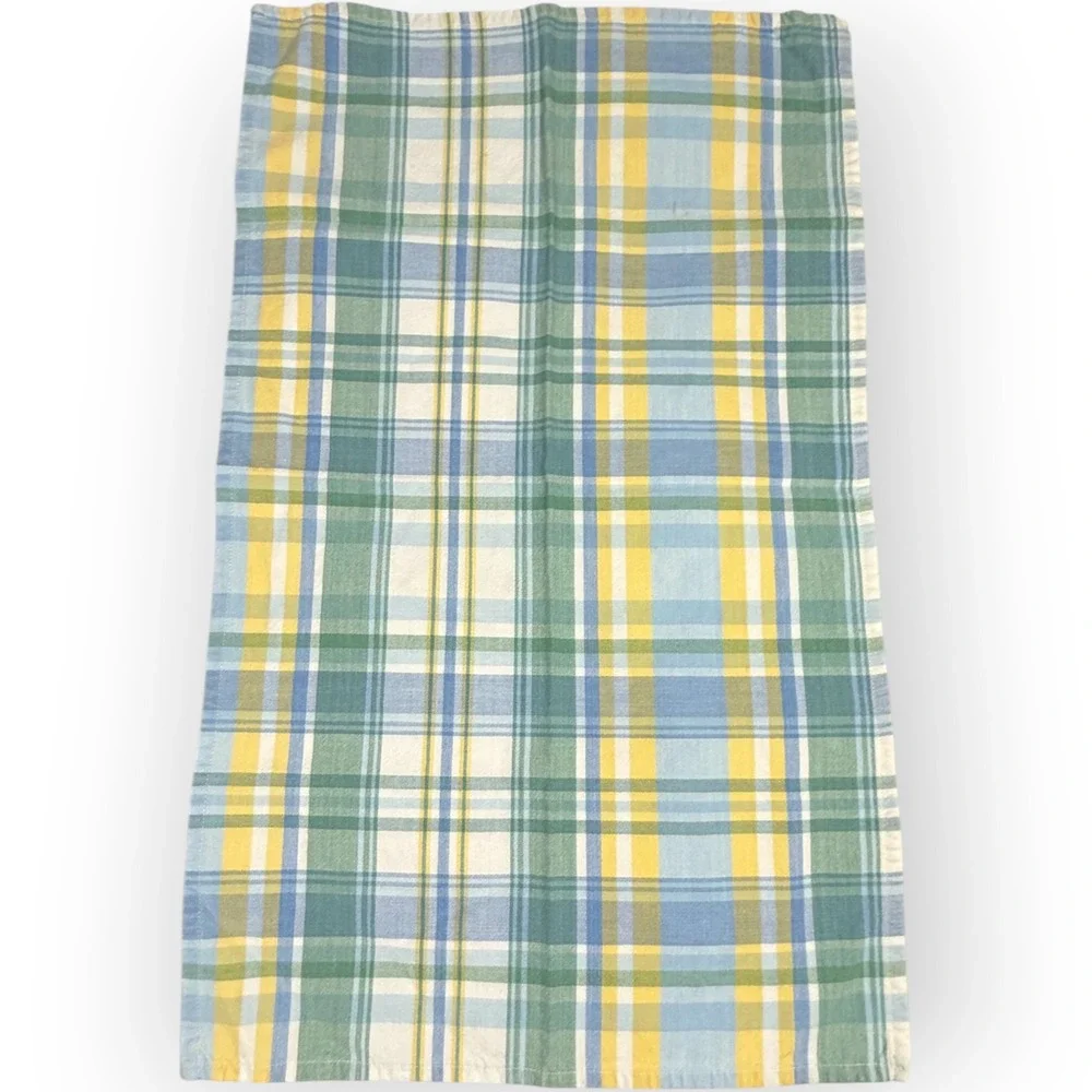4 Park Designs Plaid Kitchen Tea Towels Yellow Green Blue Cotton Farmhouse India